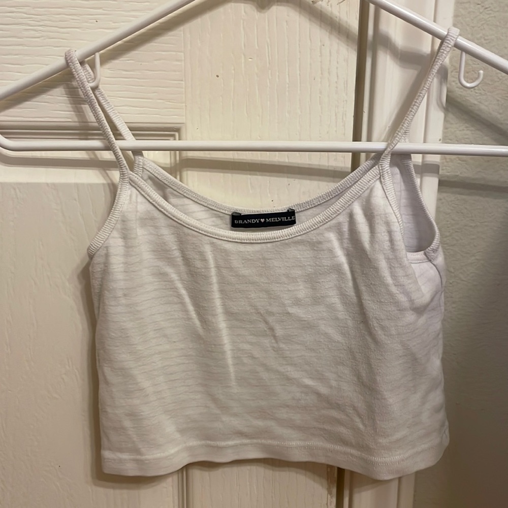 Brandy Melville white and light blue striped tank top/ cami